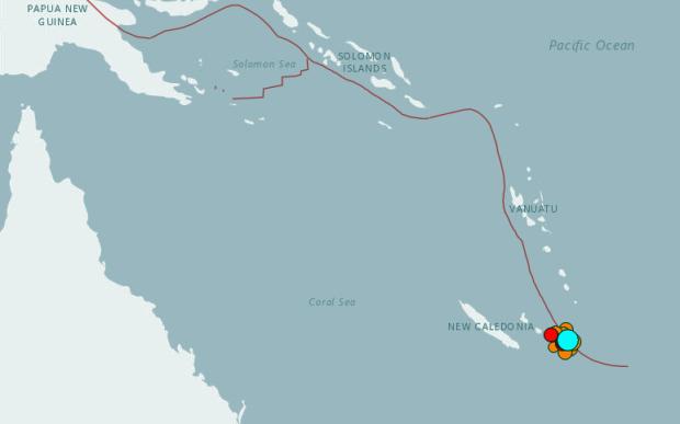 New Caledonia quake - USGS map