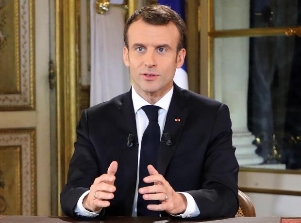 Emmanuel Macron before special address