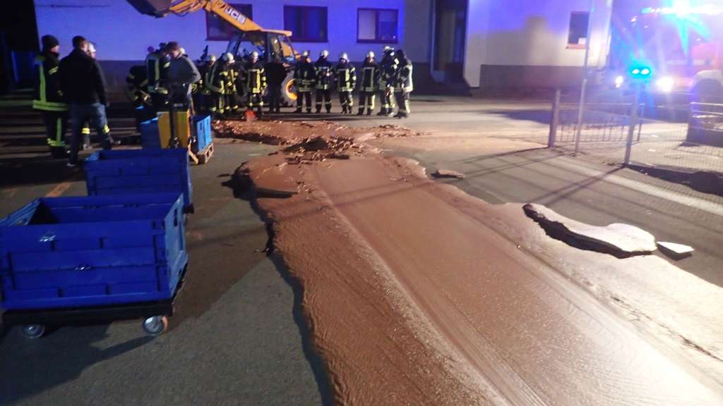 Chocolate floods street in Germany