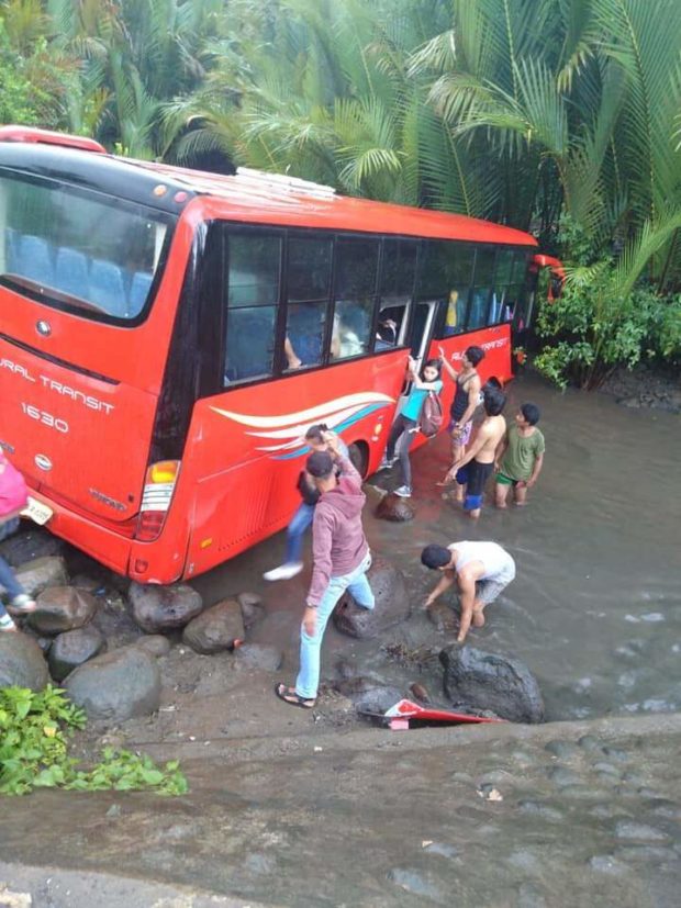 bus fell down the creek