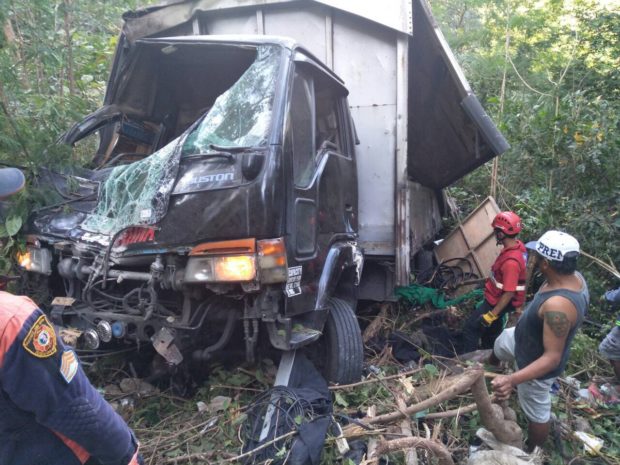 Truck falls into Batangas ravine 2