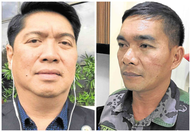 Iloilo Rep. Oscar Garin Jr. (left) has apologized but tried to justify his actions against PO3 Federico Macaya Jr. (right), who allegedly persuaded a young man not to file a criminal complaint against another man who had attacked him.