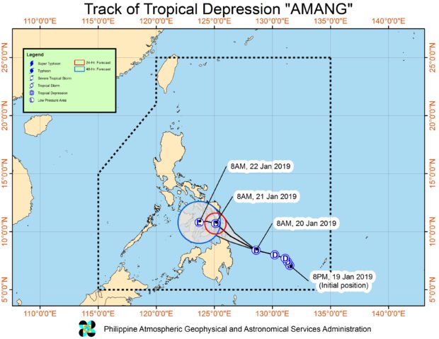 Track of Tropical Depression Amang