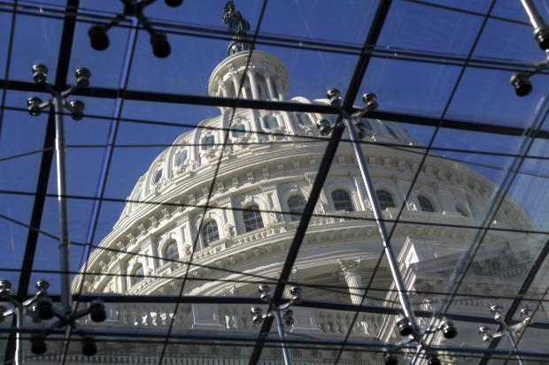 US Capitol Dome seen through a skylight