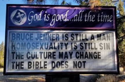 homosexuality is a sign church sign