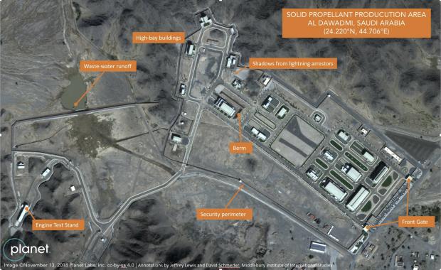 Suspected ballistic missile base in Saudi Arabia