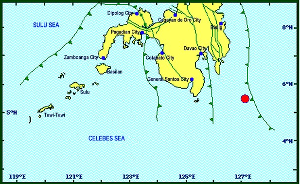 4.1 magnitude quake jolts  sea off Davao Oriental