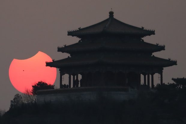 The eclipse seen from Beihai Park, Beijing, on Jan 6, 2019. Photo by Bai Jikai via China Daily/Asia News Network