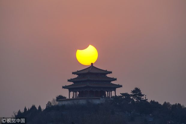 A partial solar eclipse in Beijing on the morning of Jan 6, 2019. VCG via China Daily/Asia News Network