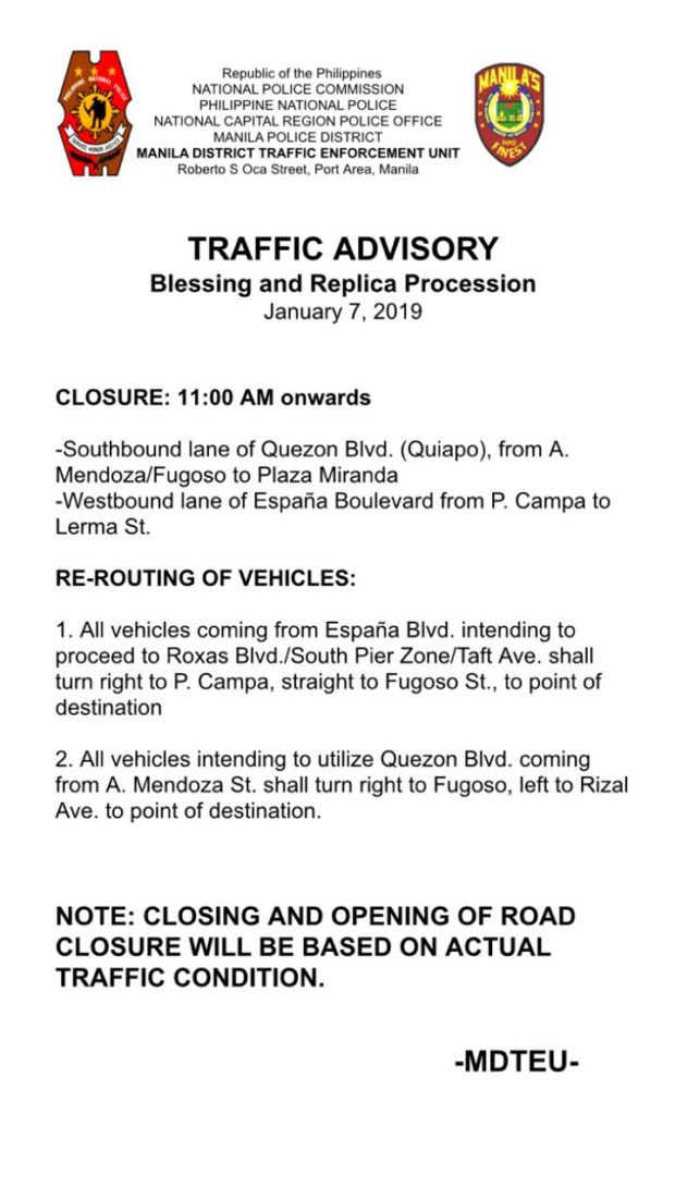 MPD issues advisory on road closure, traffic rerouting on Jan. 7