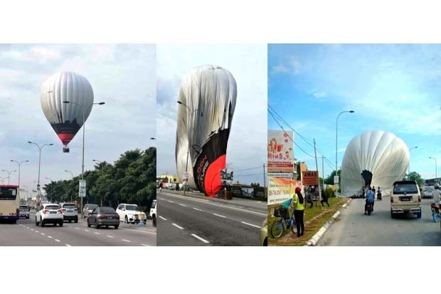 Hot air balloon runs out of steam, lands on road