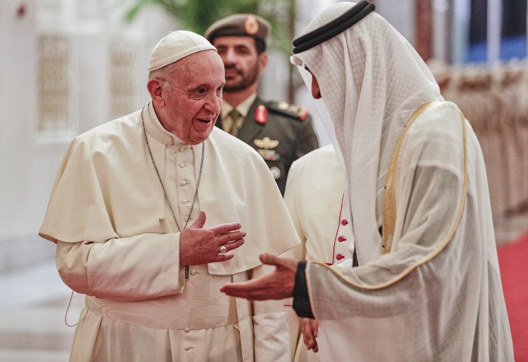 Pope Francis lands in UAE for historic visit