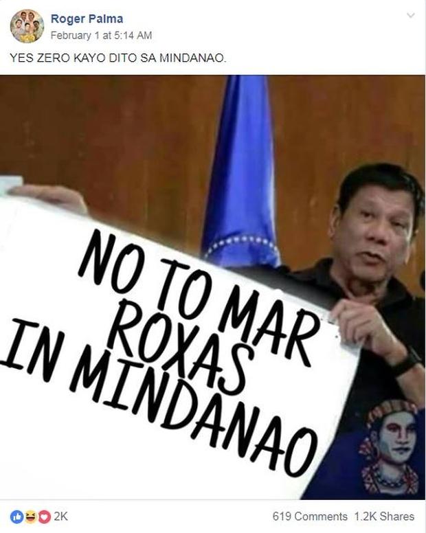Screenshot of fake Rodrigo Duterte photo