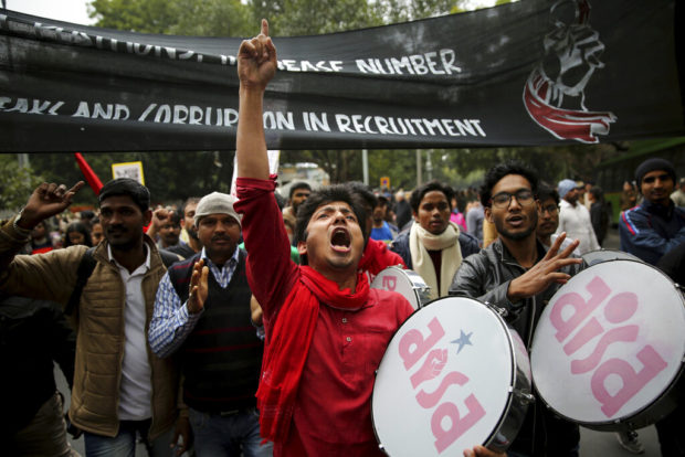 Jobless youth hold protest march in Indian capital