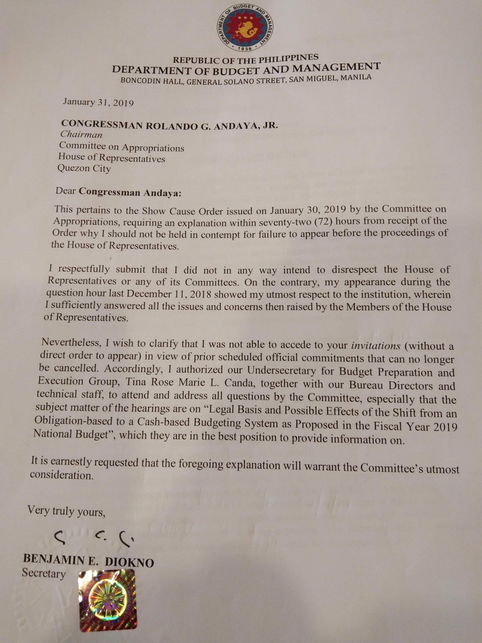 Andaya-led House panel to subpoena Diokno