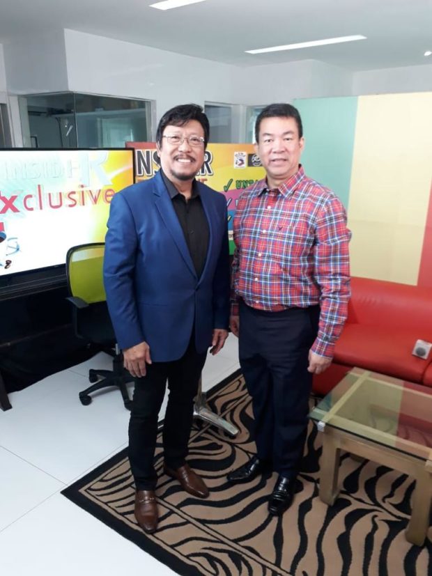 Senator Aquilino “Koko” Pimentel III skips the first campaign event of Hugpong ng Pagbabago in San Fernando, Pampanga on Tuesday, Feb. 12, to attend a television show hosted by journalist Rey Langit. (Photo courtesy of Senator Koko Pimentel)