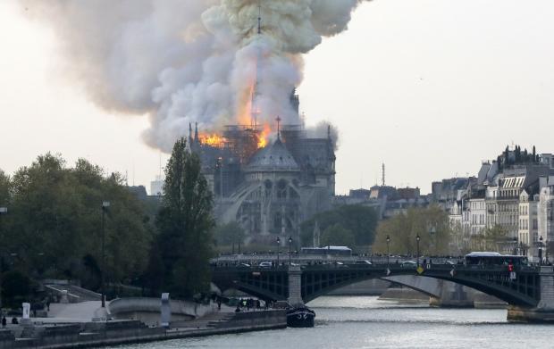 Notre Dame Cathedral in Paris in flames
