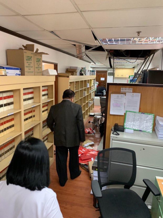 LOOK: CJ Bersamin inspects SC building after earthquake