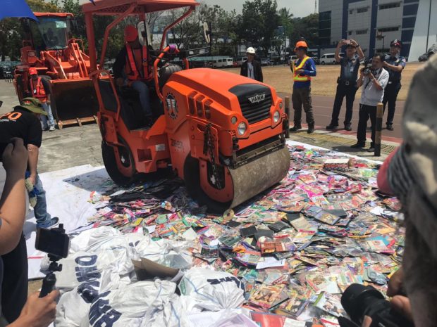 PNP leads destruction of P65-M worth of seized fake goods