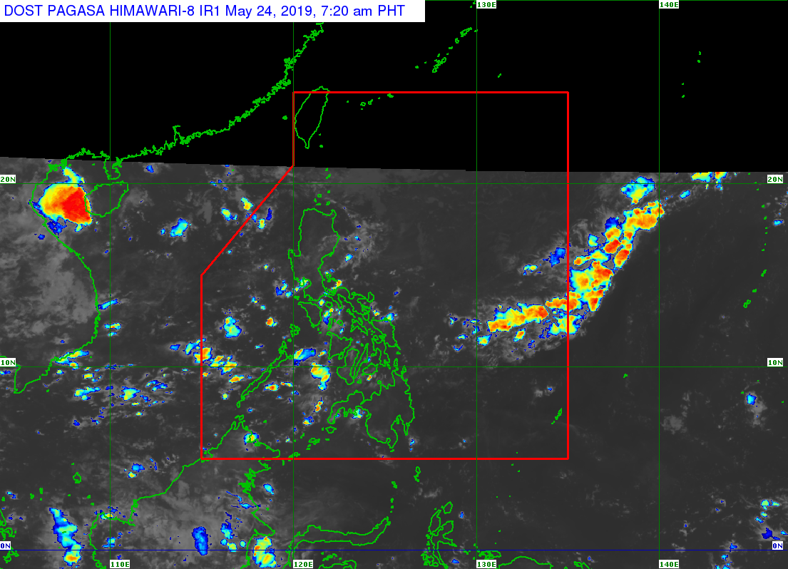 Cloudy skies with scattered rain in extreme Northern Luzon