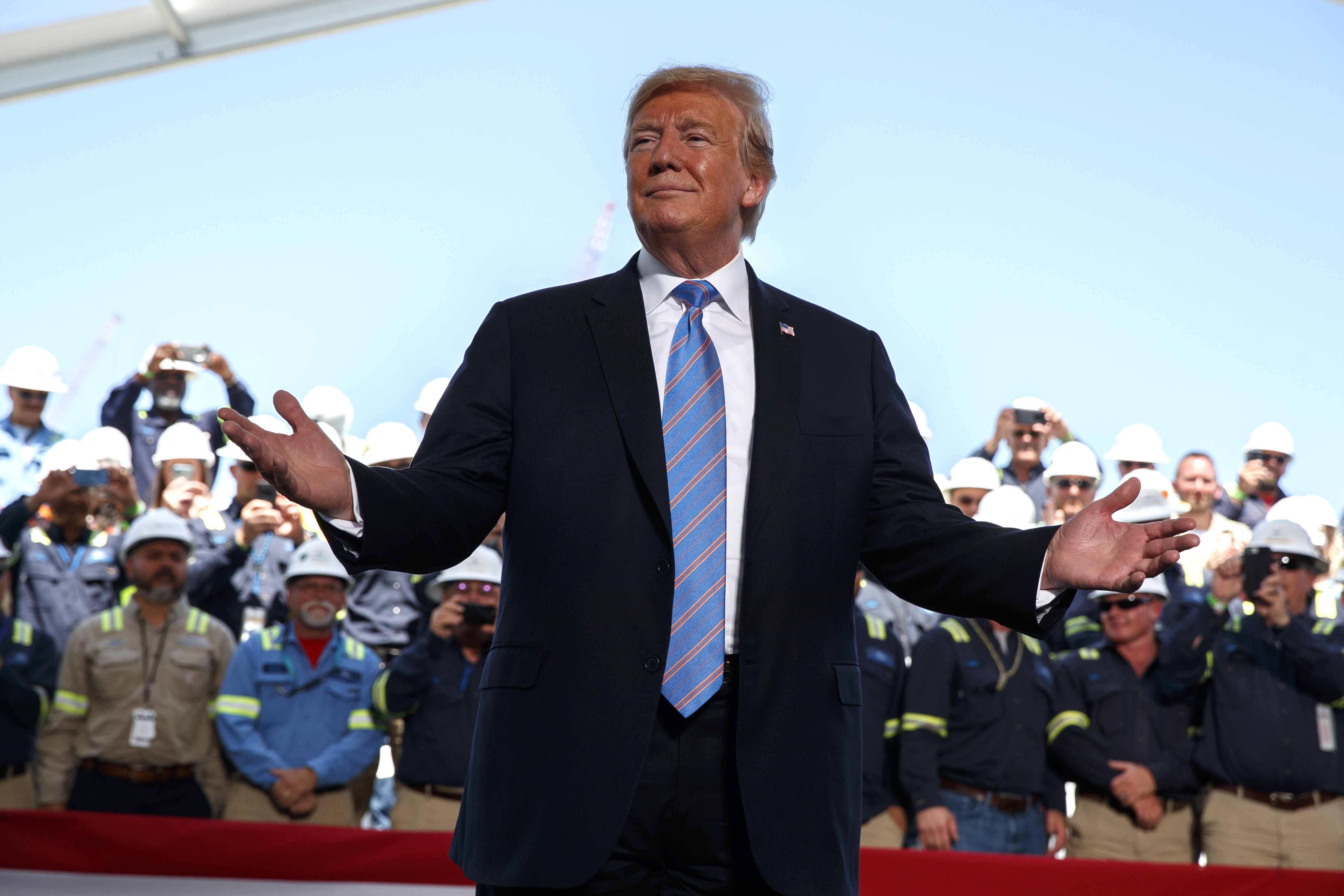 In this May 14, 2019, photo, President Donald Trump arrives to speak on energy infrastructure at the Cameron LNG export facility in Hackberry, La. Trump’s latest financial disclosure report is expected to provide a rare glimpse into whether his presidency has helped or hurt his hotels, golf resorts and other parts of his business empire. (AP Photo/Evan Vucci)