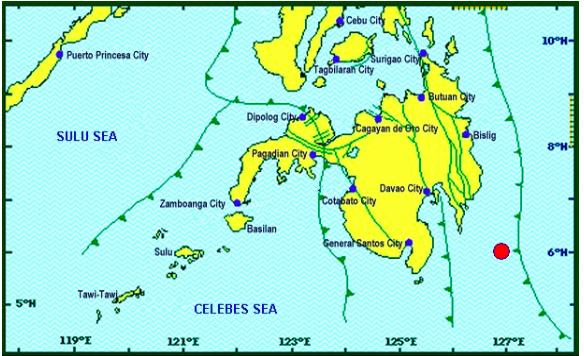 Magnitude 5.4 quake hits waters off Davao Oriental