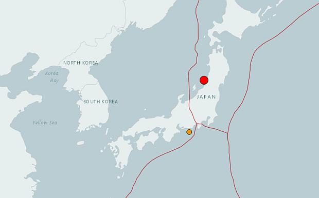 Japan earthquake USGS map