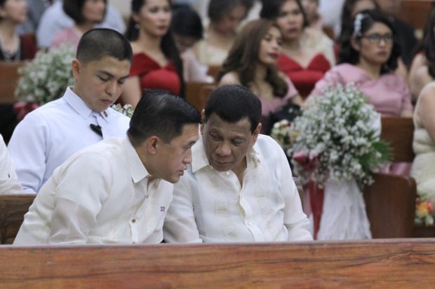  LOOK: Duterte attends aide's wedding in Camp Aguinaldo