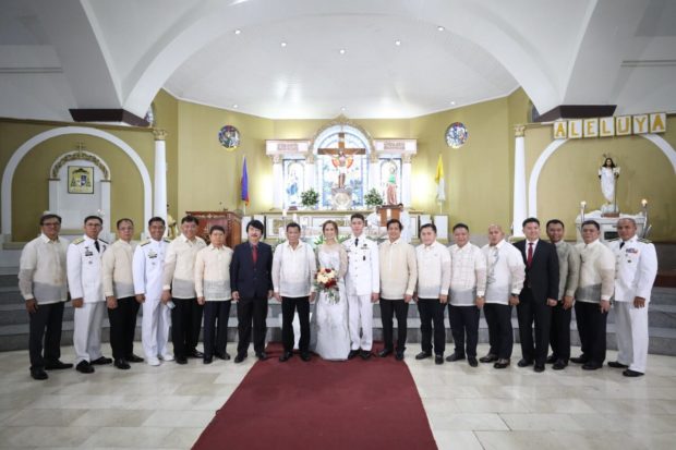 LOOK: Duterte attends aide's wedding in Camp Aguinaldo