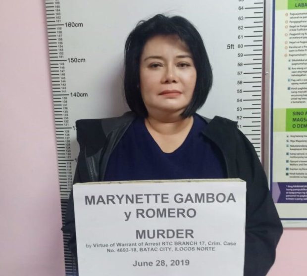 Mugshot of former Dingras, Ilocos Norte Mayor Marynette Gamboa who was arrested for murder.