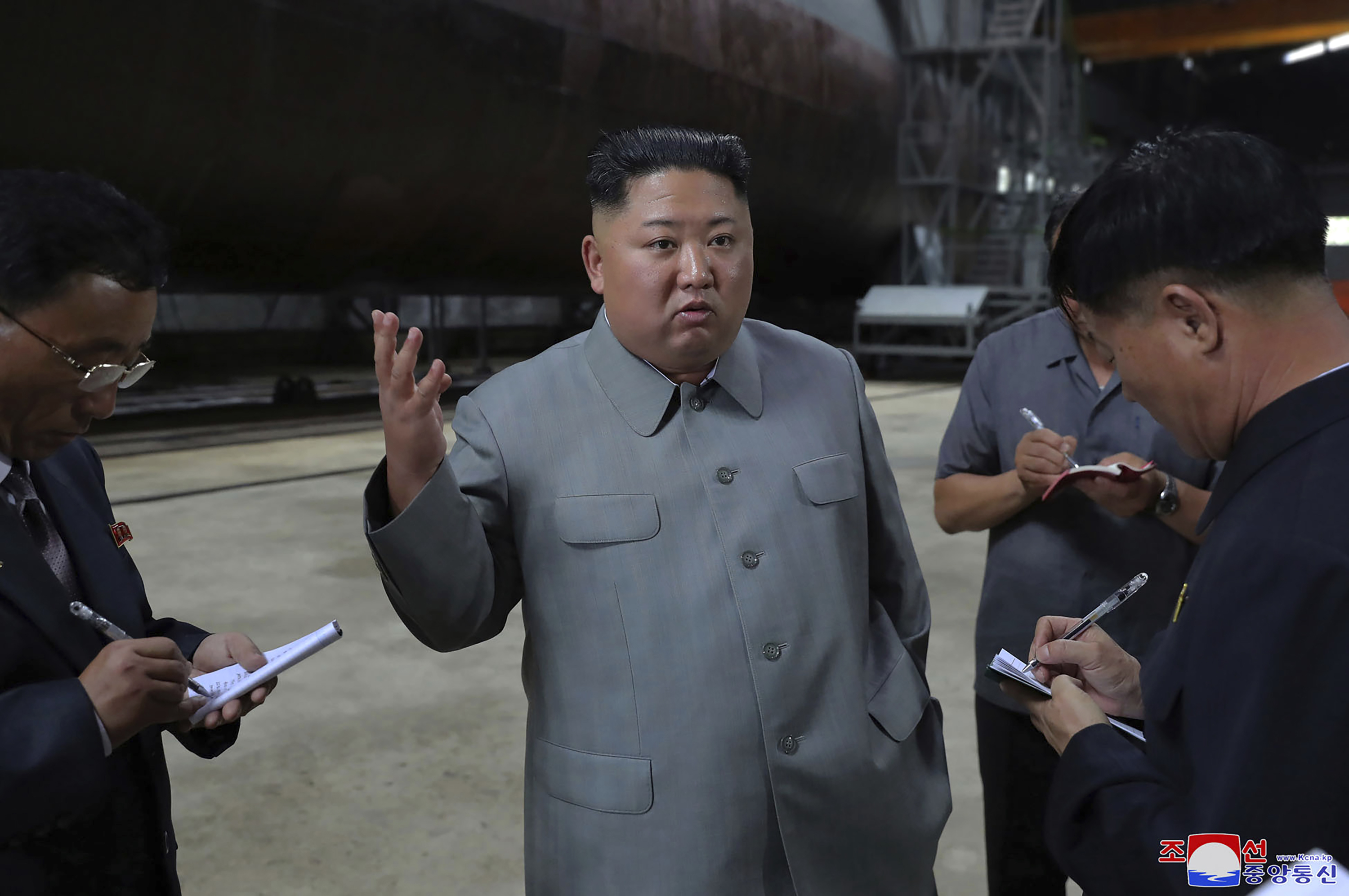 Kim Jong Un inspects new submarine as talks with US stall