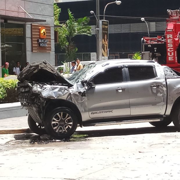 Vehicle falls from Ortigas hotel parking, injures driver