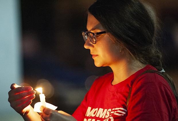 Hannah Gliemann at vigil for Dayton shooting victims