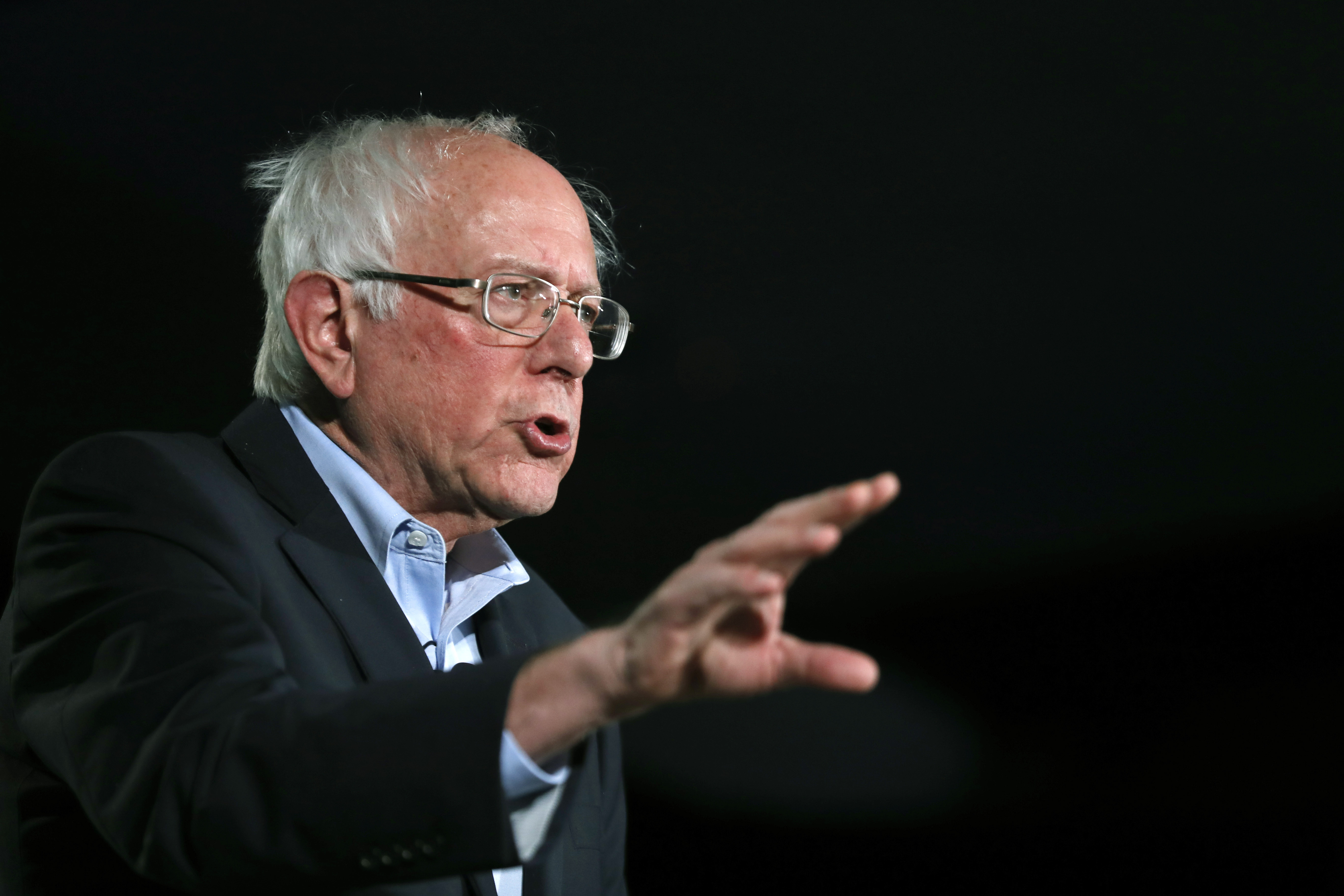 gun control dems shooting Democratic presidential candidate Sen. Bernie Sanders, I-Vt., speaks during an American Federation of State, County and Municipal Employees Public Service Forum in Las Vegas Saturday, Aug. 3, 2019. (Steve Marcus/Las Vegas Sun via AP)