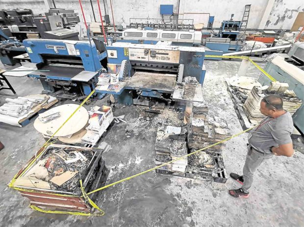 Tabloid printing plant incident first reported as simple fire