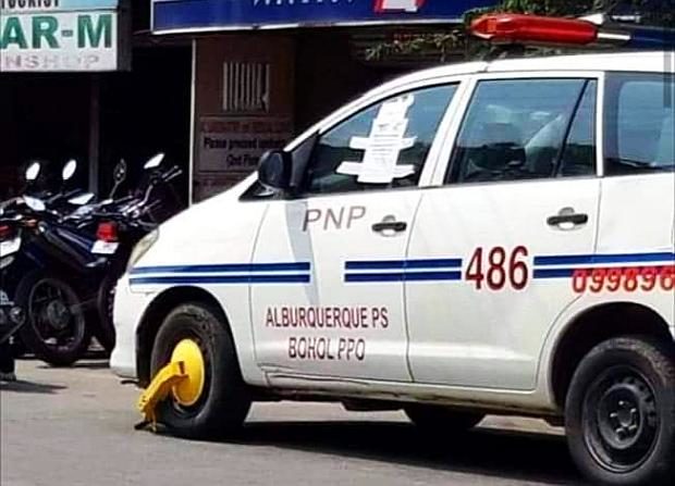 Clamped police patrol car