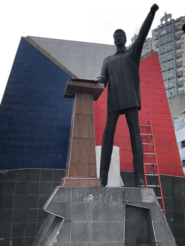 The Ninoy Aquino statue to be transferred to Ninoy Aquino Parks and Wildlife or Ayala North. NOY MORCOSO / INQUIRER.NET