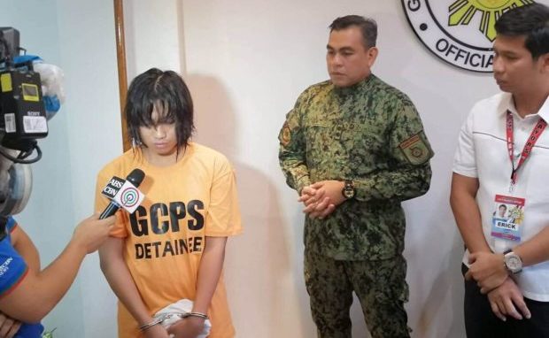 Richard Bernades, the suspect in the kidnapping of a newborn baby in a government birthing center in Gingoog City, Cagayan de Oro, answer queries from the media after his arrest on Monday, September 2, 2019. (Photo from Gingoog City Police)