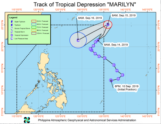 Pagasa: 'Marilyn' slightly weakens while heading northeast 