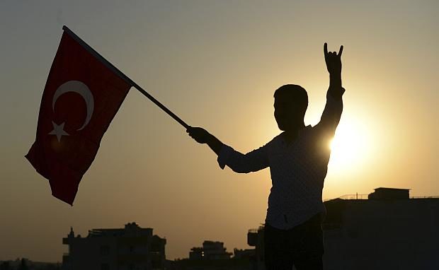 Turkish youth with national flag