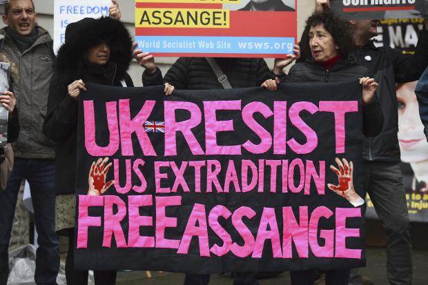 Supporters of Julian Assange outside UK court