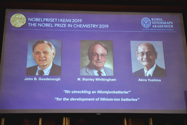 3 win Nobel in Chemistry for work on lithium-ion batteries