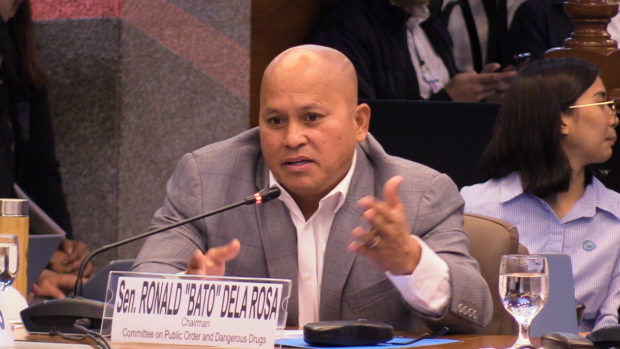Sen. Ronald "Bato" Dela Rosa during the Senate Blue Ribbon Committee on October 3, 2019. INQUIRER.NET PHOTO/CATHY MIRANDA