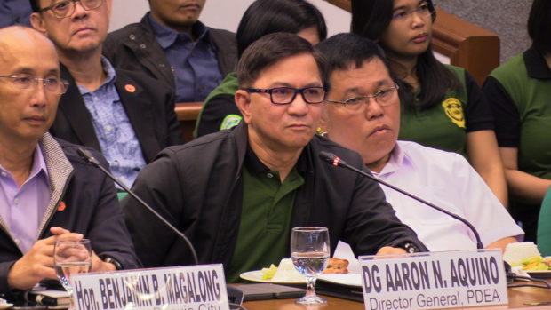 PDEA chief Aaron Aquino answers questions from the senators at the Senate Blue Ribbon Hearing on the alleged "Ninja Cops" on October 9, 2019. INQUIRER.NET PHOTO/CATHY MIRANDA