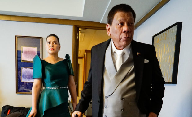 Sara Duterte-Carpio and Rodrigo Duterte, for story: Sara Dutete: No talks with her father on VP bid