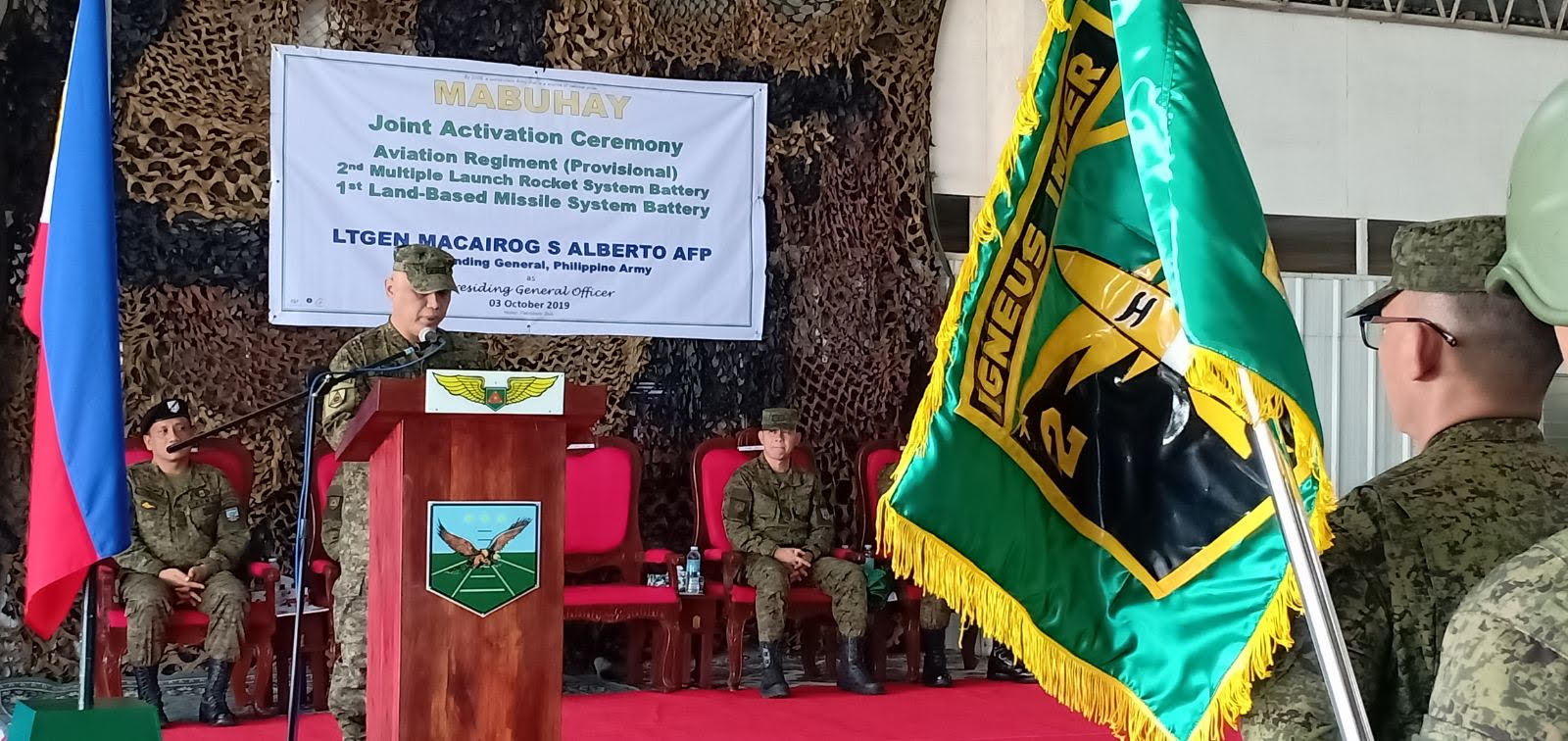 Philippine Army activates the 2nd Multiple Launch Rocket System Battery, along with Army Aviation Regiment and 1st Land-Based Missile System Battery on Thursday, Oct. 3. OACPA