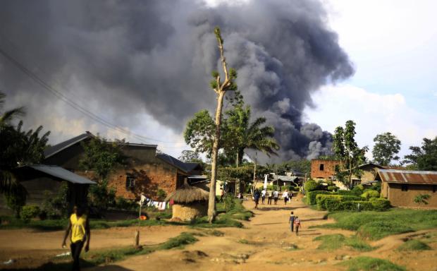 Smoke from UN compound in Beni in Congo