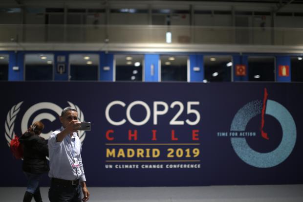 Selfie in front of COP25 sign