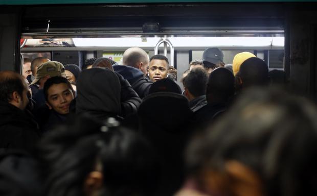 Commuters in Paris subway