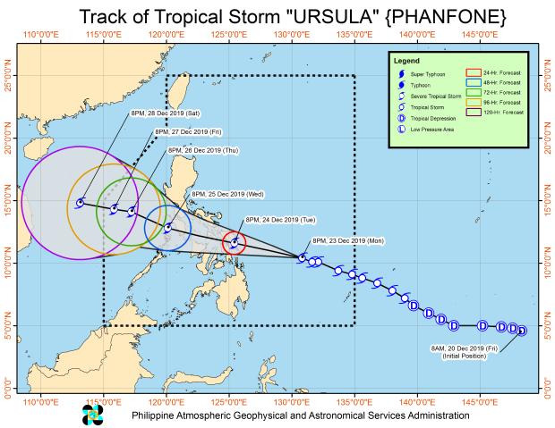 Track of Ursula as of 11 p.m.